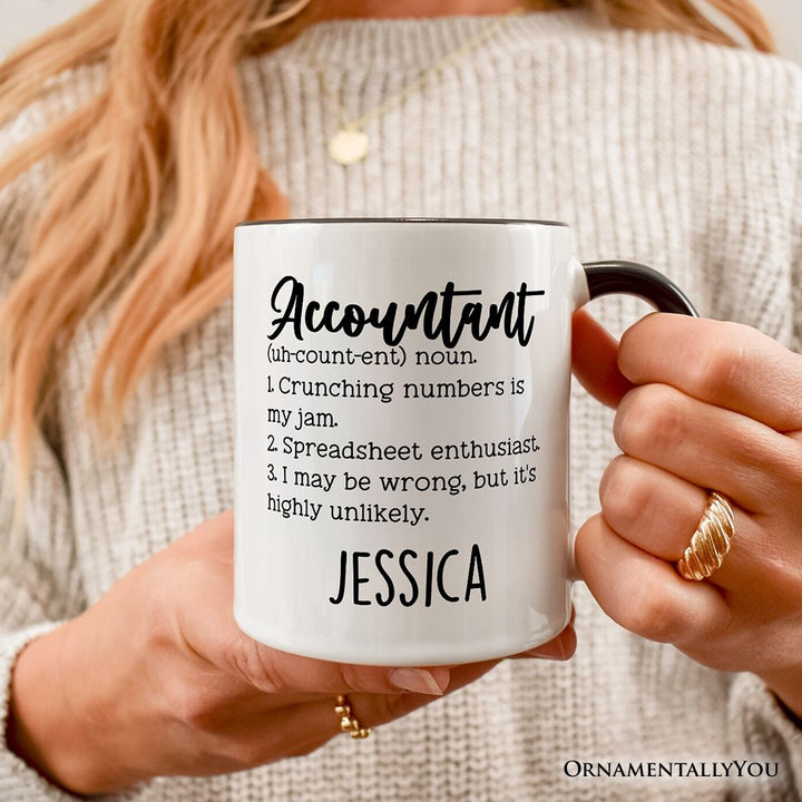 Accountant Definition Personalized Mug, Finance Office Employee Funny Quote Gift with Custom Name Personalized Ceramic Mug OrnamentallyYou 