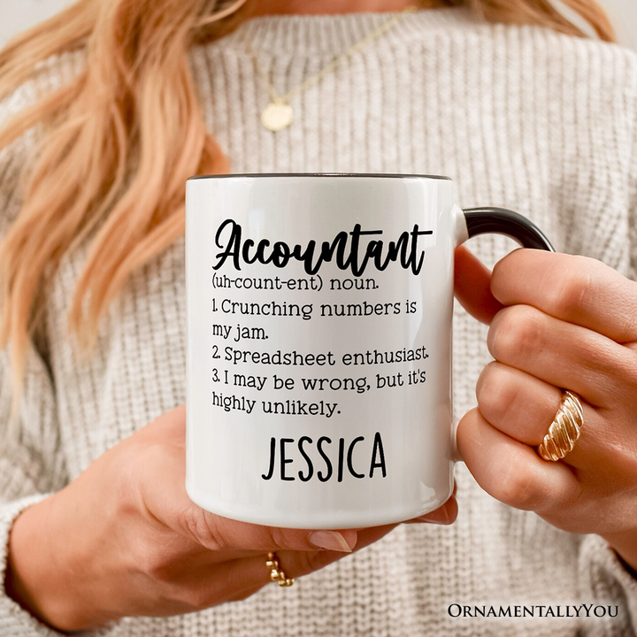 Accountant Definition Personalized Mug, Finance Office Employee Funny Quote Gift with Custom Name