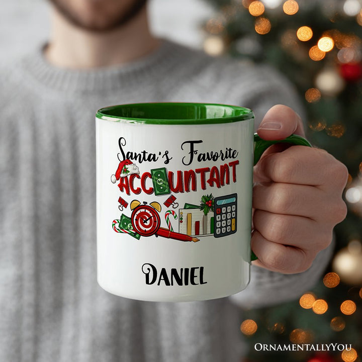 Santa's Favorite Accountant Personalized Mug, Tax Bookkeeper and CPA Christmas Gift with Custom Name Personalized Ceramic Mug OrnamentallyYou 