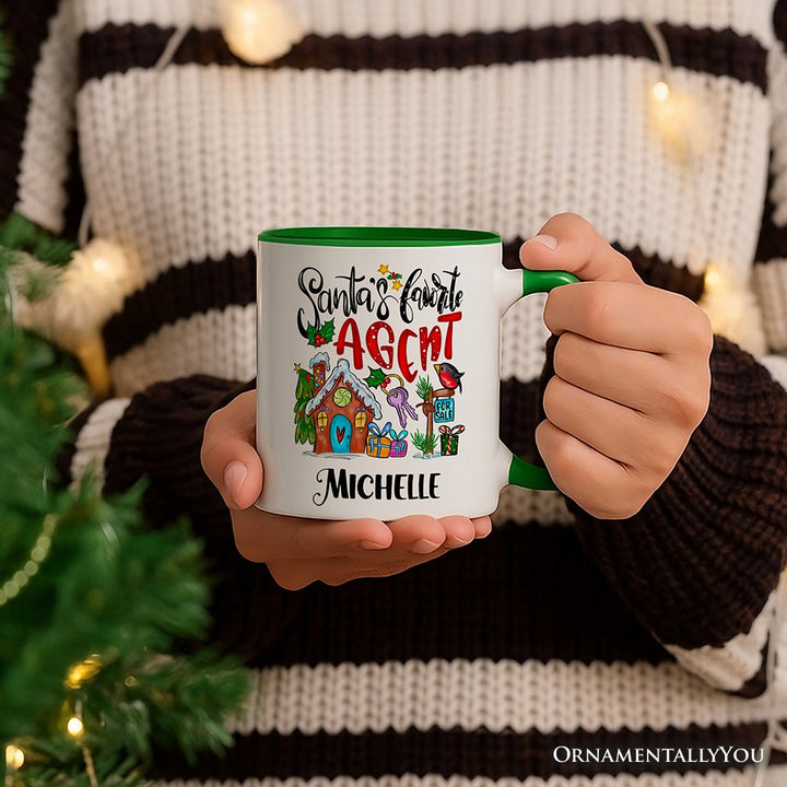 Santa’s Favorite Real Estate Agent Personalized Mug, Appreciation Gift for Realtor and Sales Closing with Custom Name Personalized Ceramic Mug OrnamentallyYou 