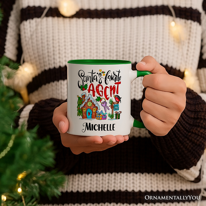 Santa’s Favorite Real Estate Agent Personalized Mug, Appreciation Gift for Realtor and Sales Closing with Custom Name
