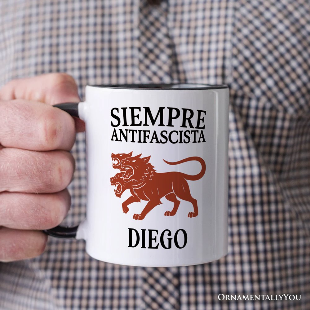 Siempre Antifascista Personalized Mug, Anti Fascism Protest Activist Gift with Custom Name OrnamentallyYou 