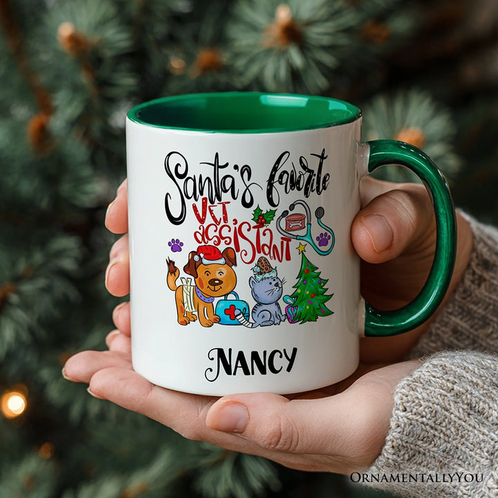 Santa's Favorite Vet Assistant Personalized Mug, Veterinary Appreciation Gift with Custom Name Personalized Ceramic Mug OrnamentallyYou 