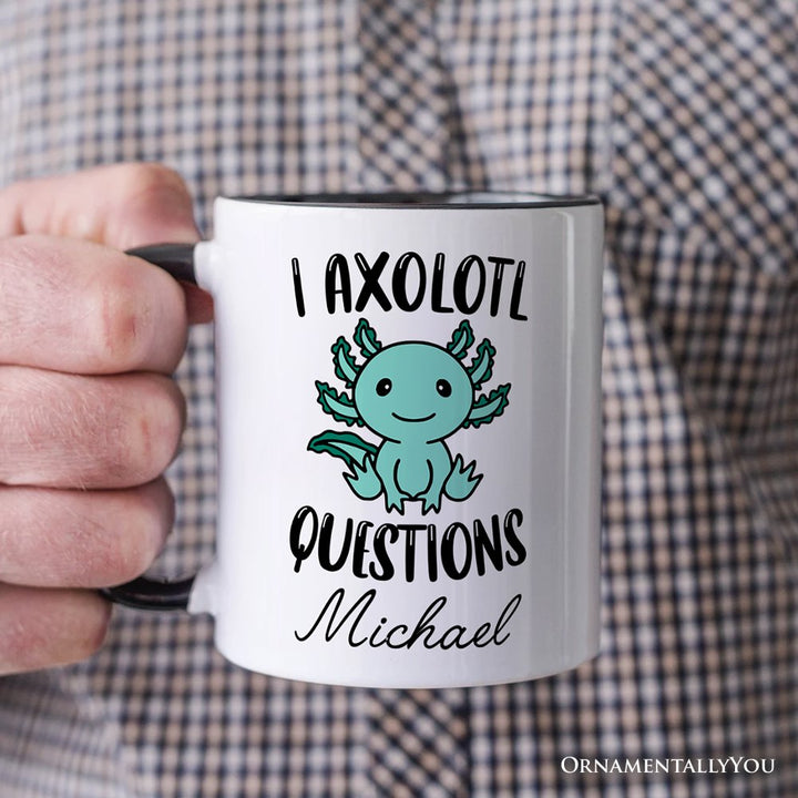 Cute Green Axolotl Personalized Mug, Salamander Animal Gift with Custom Name Personalized Ceramic Mug OrnamentallyYou 