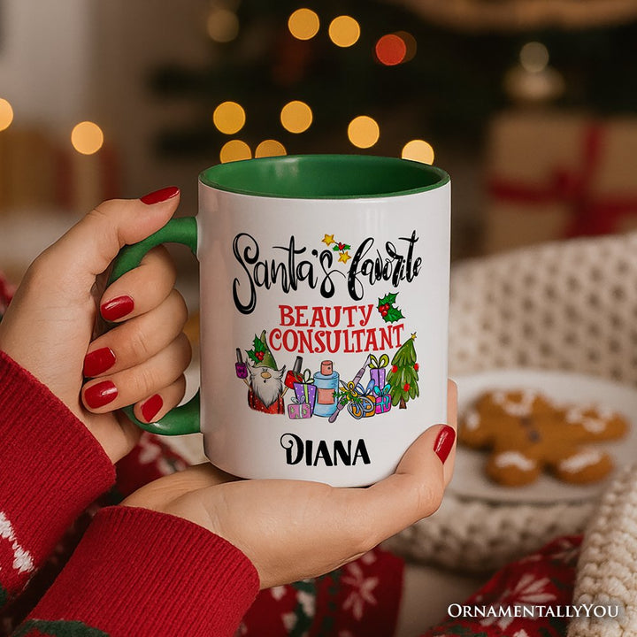 Santa's Favorite Beauty Consultant Personalized Mug, Appreciation Christmas Gift with Custom Name Personalized Ceramic Mug OrnamentallyYou 