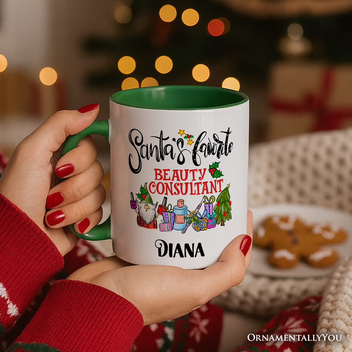 Santa's Favorite Beauty Consultant Personalized Mug, Appreciation Christmas Gift with Custom Name