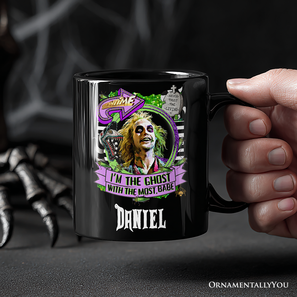 I’m The Ghost With The Most Babe Personalized Mug, Funny Horror Gift with Custom Name