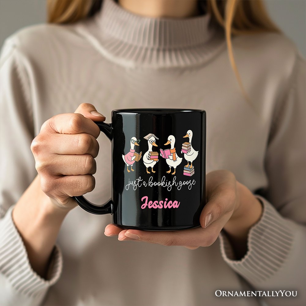 Just a Bookish Goose Personalized Mug, Funny Nerdy Book Readers Gift with Custom Name Personalized Ceramic Mug OrnamentallyYou 
