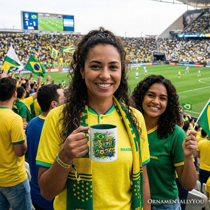 Brazil 2026 Soccer Cup Global Championship Mug, Football Fans Gift Personalized Ceramic Mug OrnamentallyYou 