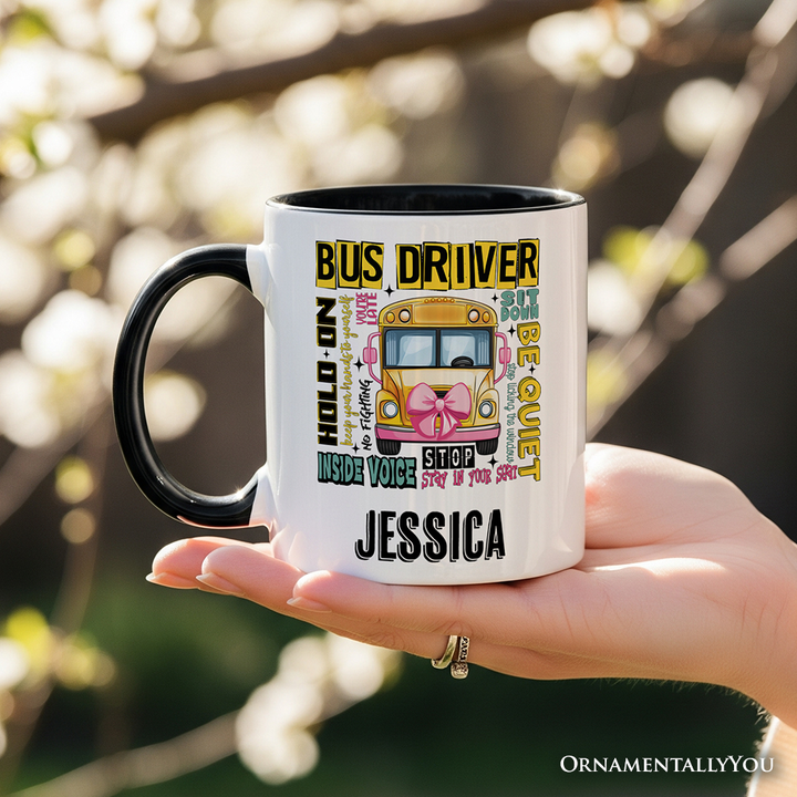 School Bus Driver Personalized Mug, Funny Back to School Occupation Gift with Custom Name