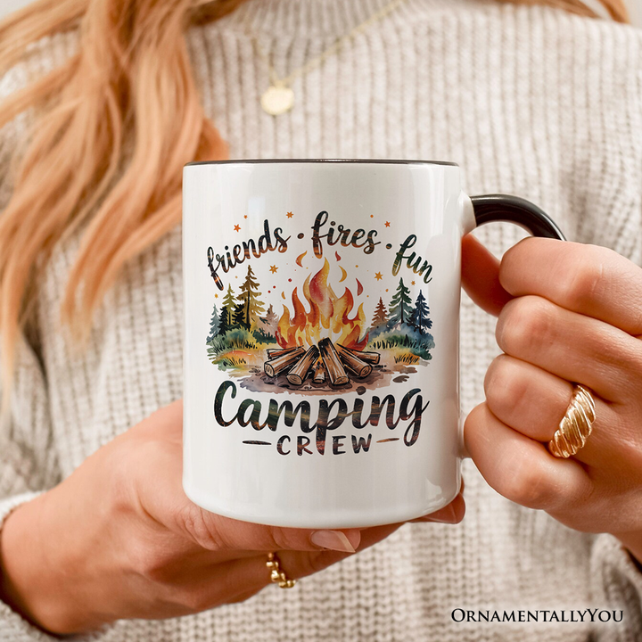 Camping Crew Campfire Personalized Mug, Friends Fires Fun Outdoor Gift with Custom Name