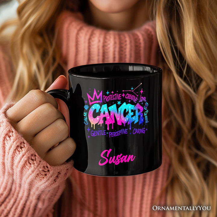 Cancer Graffiti Zodiac Personalized Mug, Street Style Astrology Horoscope Gift with Custom Name Personalized Ceramic Mug OrnamentallyYou 
