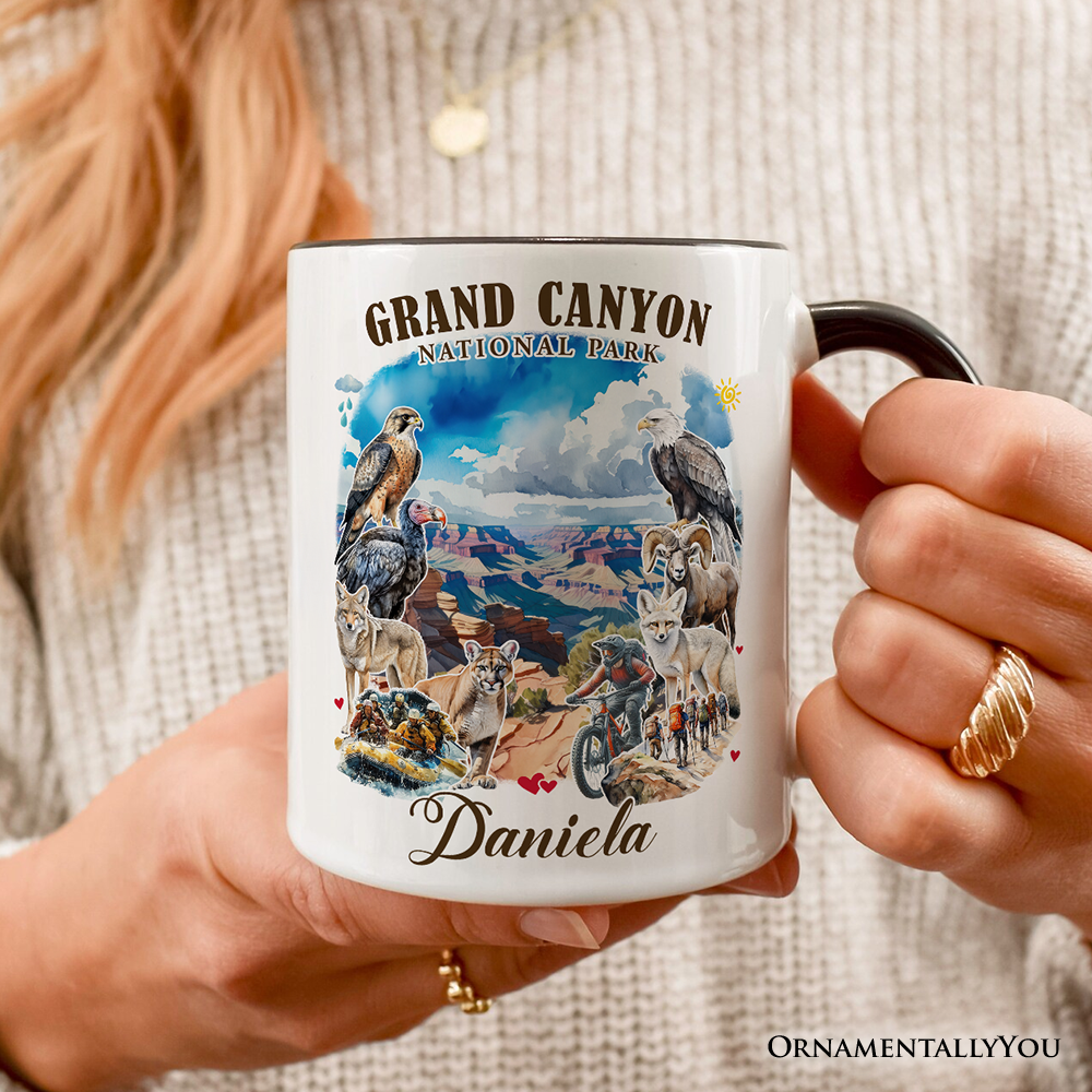 Breathtaking Grand Canyon Handmade Personalized Mug, Vintage Arizona Nature and National Park Gift with Custom Name