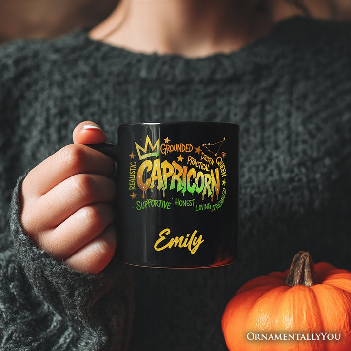 Capricorn Graffiti Zodiac Personalized Mug, Street Style Astrology Horoscope Gift with Custom Name Personalized Ceramic Mug OrnamentallyYou 