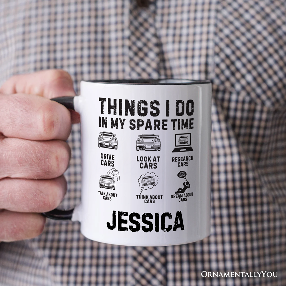 Car Guy Things Funny Personalized Mug, Things I Do In My Spare Time Gift with Custom Name