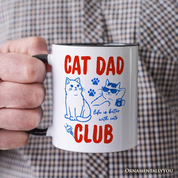 Cat Dad Club Retro Mug, Funny Father's Day Gift Personalized Ceramic Mug OrnamentallyYou 