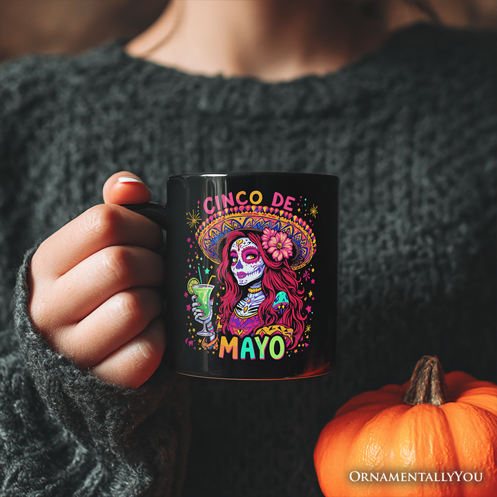 Sugar Skull Girl Cinco De Mayo Mug, Mexican Margarita Sombrero Fiesta Souvenir Gift