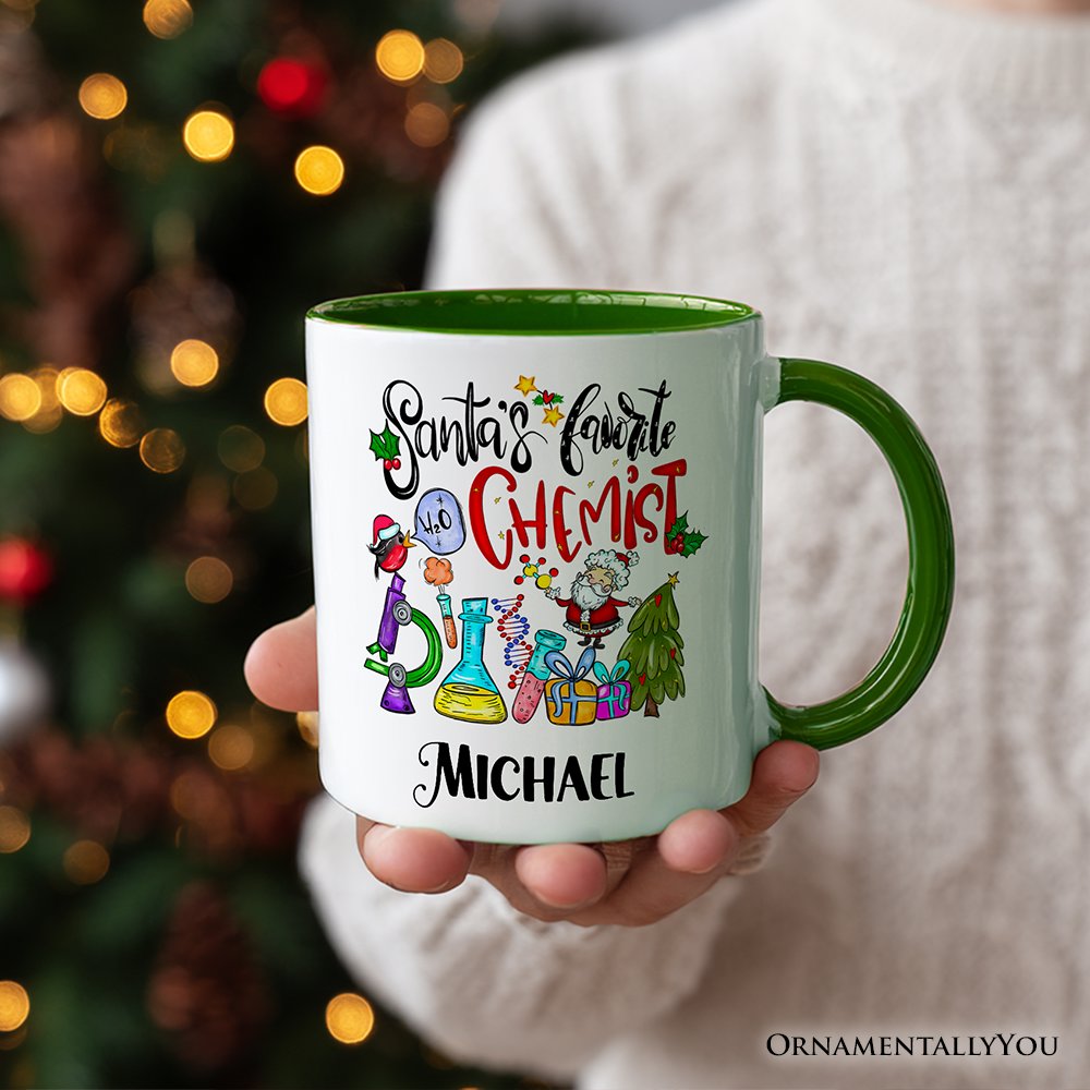 Santa's Favorite Chemist Personalized Mug, Chemistry Gift with Custom Name Personalized Ceramic Mug OrnamentallyYou 