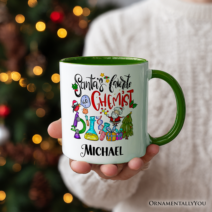 Santa's Favorite Chemist Personalized Mug, Chemistry Gift with Custom Name