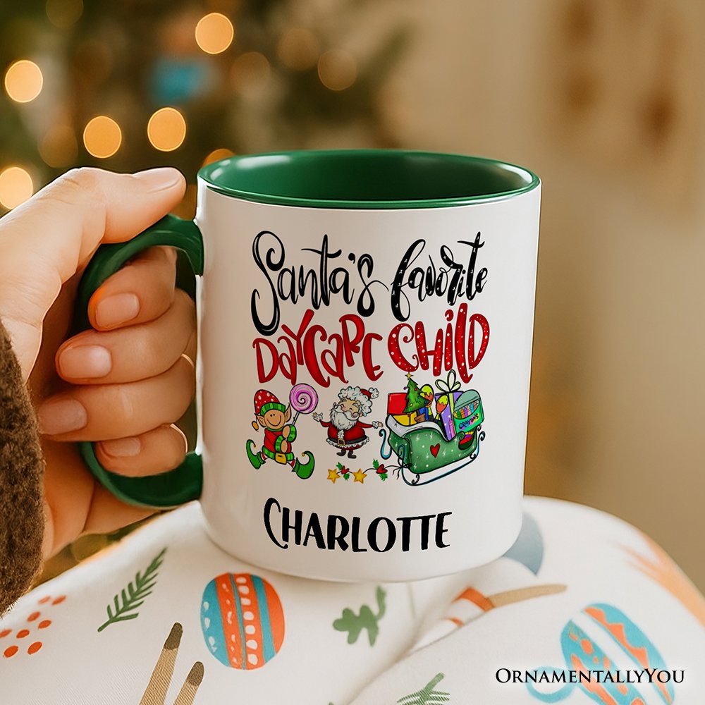 Santa's Favorite Daycare Child Personalized Mug, Christmas Holiday Gift with Custom Name Personalized Ceramic Mug OrnamentallyYou 