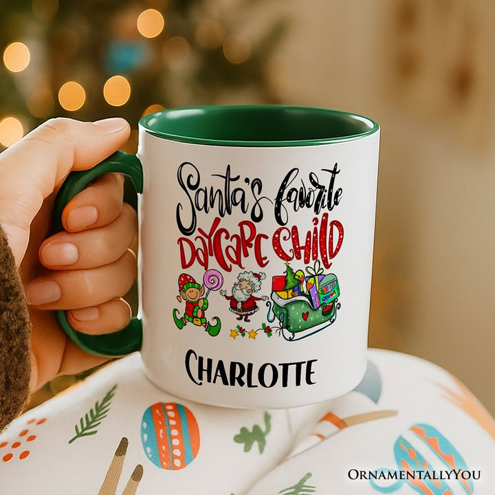 Santa's Favorite Daycare Child Personalized Mug, Christmas Holiday Gift with Custom Name Personalized Ceramic Mug OrnamentallyYou 
