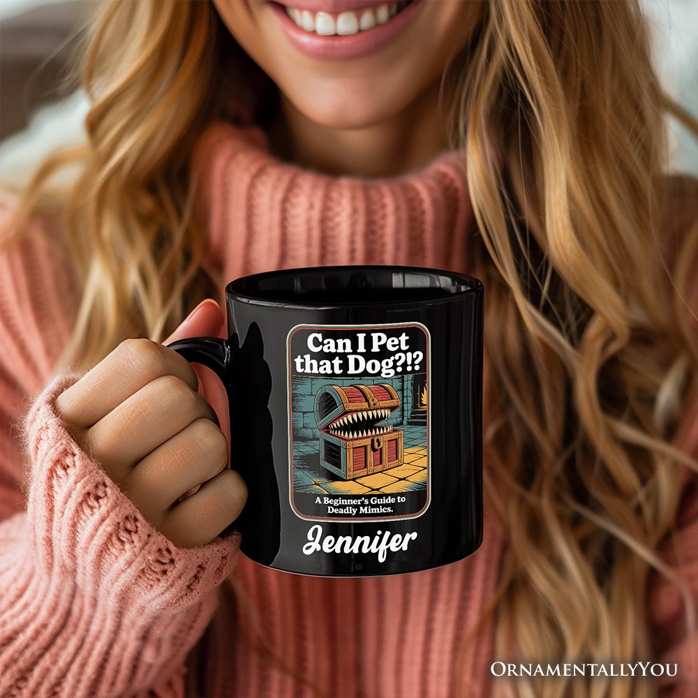 Can I Pet That Dog Retro Personalized Mug, Vintage Meme Humor Gift with Custom Name Personalized Ceramic Mug OrnamentallyYou 