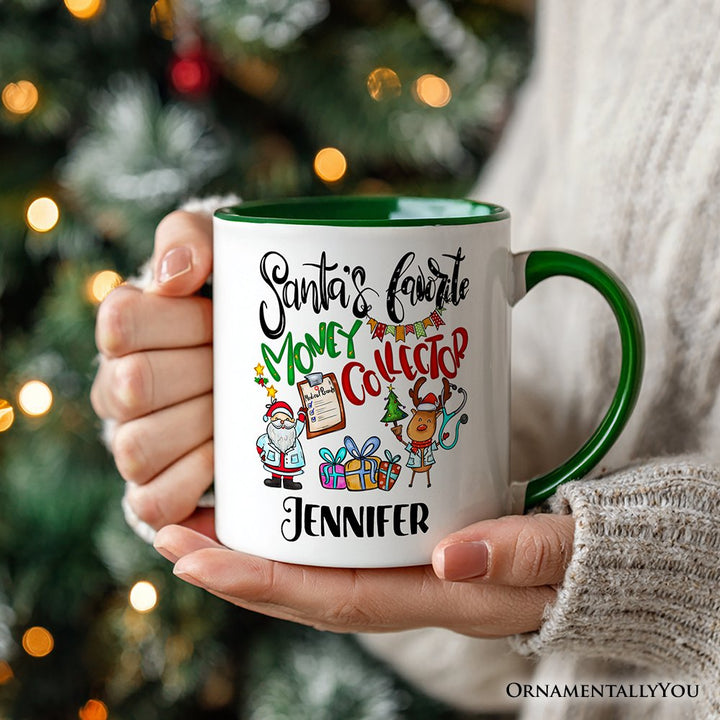 Santa's Favorite Money Collector Personalized Mug, Finance Specialists Christmas Gift with Custom Name Personalized Ceramic Mug OrnamentallyYou 