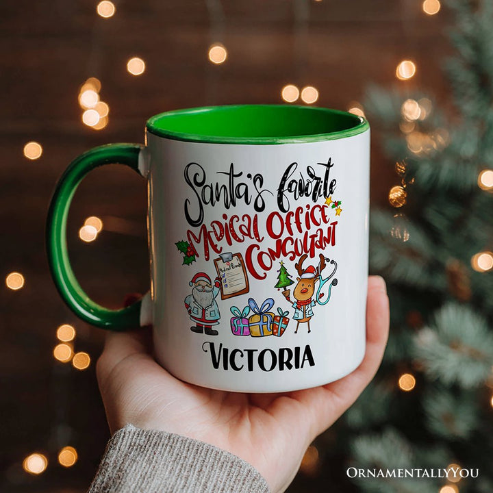 Santa's Favorite Medical Office Consultant Personalized Mug, Healthcare Christmas Gift with Custom Name Personalized Ceramic Mug OrnamentallyYou 