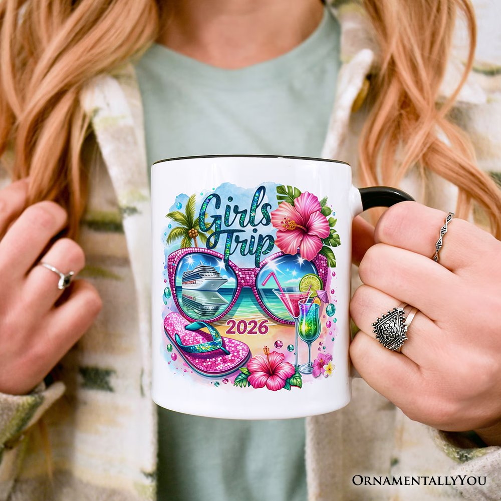 Cruise Girls Trip 2026 Mug, Vacation Tropical Gift Personalized Ceramic Mug OrnamentallyYou 