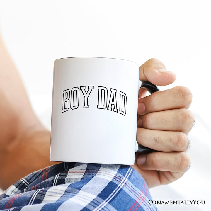 Boy Dad Varsity Mug, Father's Day Gift Personalized Ceramic Mug OrnamentallyYou 
