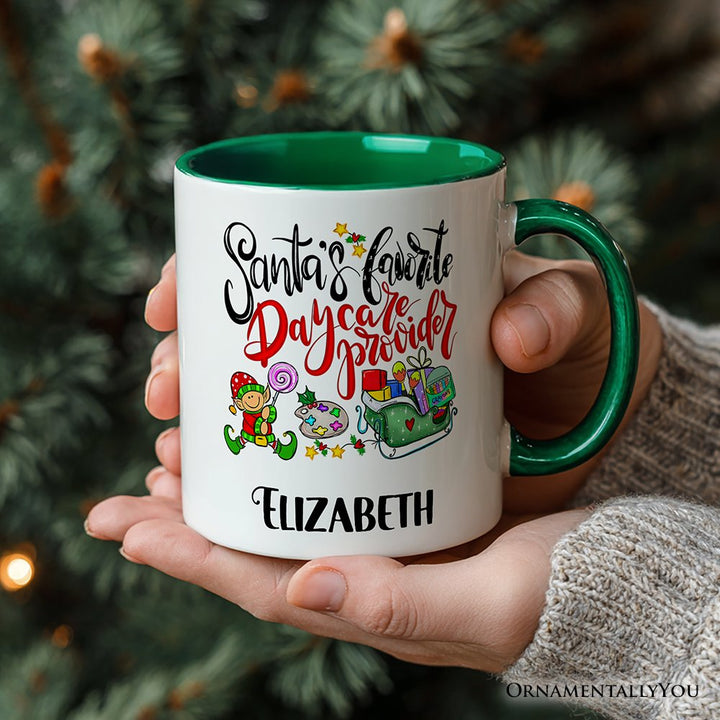 Santa's Favorite Daycare Provider Personalized Mug, Teacher Appreciation Gift with Custom Name Personalized Ceramic Mug OrnamentallyYou 