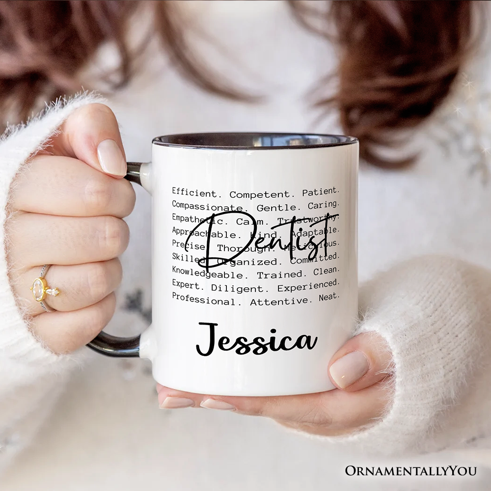 Dentist Definition Personalized Mug, Dental Appreciation Words Gift with Custom Name
