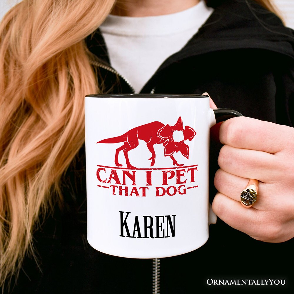 Demodog Can I Pet That Dog Personalized Mug, Funny Stranger Dogs Gift with Custom Name