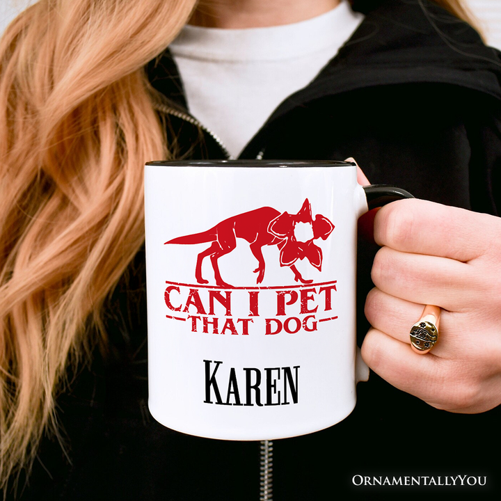 Demodog Can I Pet That Dog Personalized Mug, Funny Stranger Dogs Gift with Custom Name