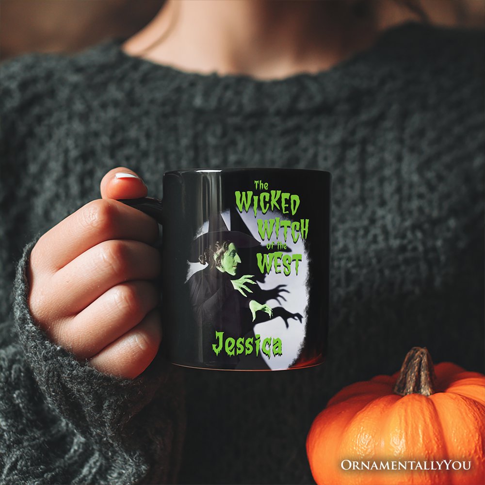 Vintage Wicked Witch of the West Personalized Mug, Wizard of Oz Halloween Gift with Custom Name Personalized Ceramic Mug OrnamentallyYou 