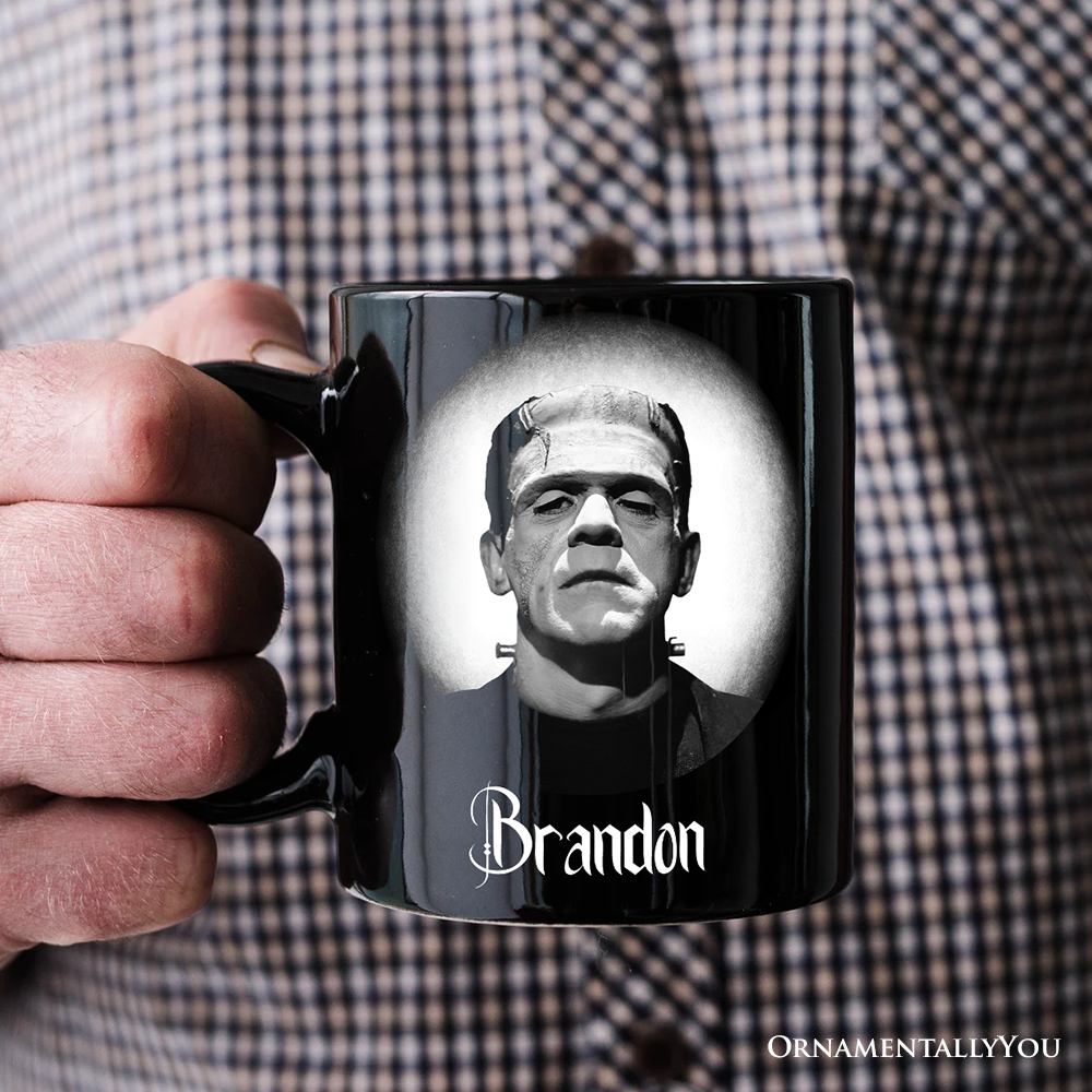 Frankenstein Spooky Portrait Personalized Mug Horror Villain Theme Halloween Gift with Custom Name