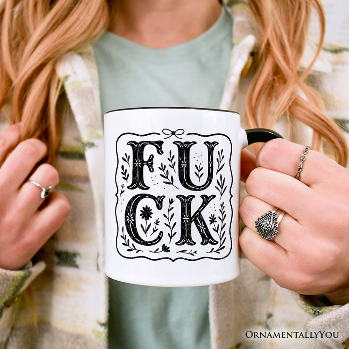 Sweary Wildflower Adult Humor Mug, Western Boho Sassy Gift
