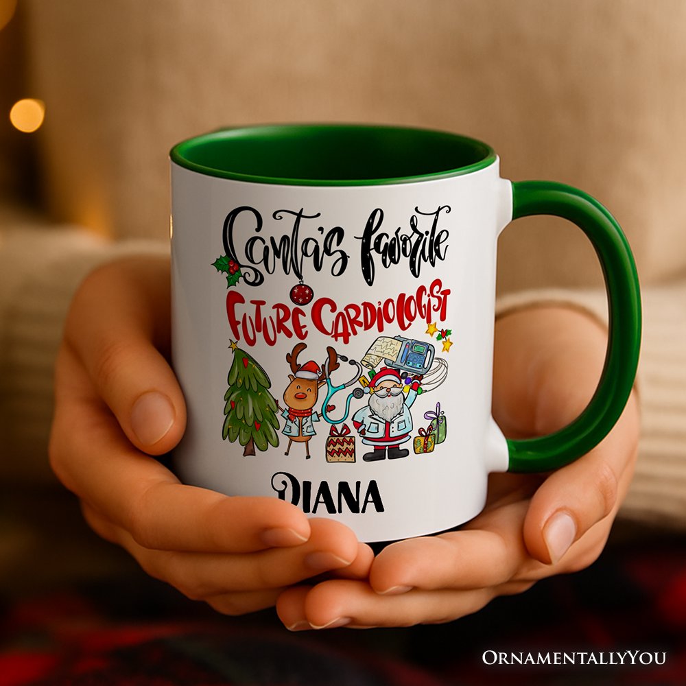 Santa's Favorite Future Cardiologist Personalized Mug, Medical Student Gift with Custom Name Personalized Ceramic Mug OrnamentallyYou 