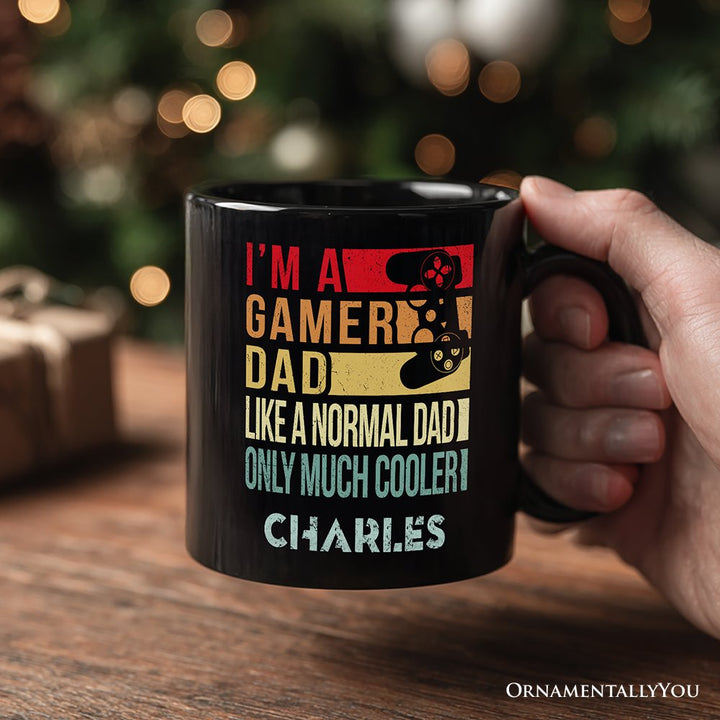 Gamer Dad Controller Personalized Mug, Black Funny Gift for Cool Fathers with Custom Name Personalized Ceramic Mug OrnamentallyYou 