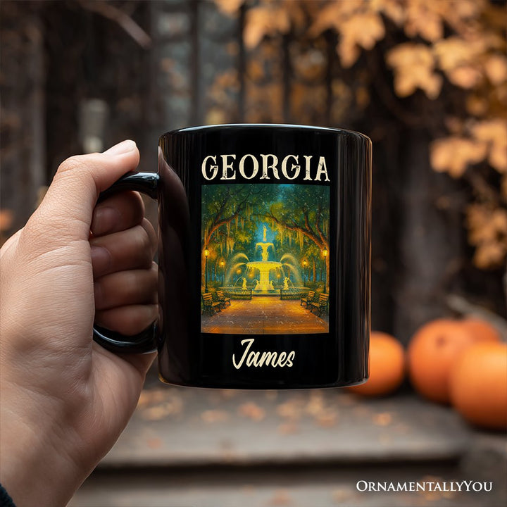 Charming Georgia State Forsyth Park Personalized Mug, Savannah Landmark Gift and Southern Travel Souvenir with Custom Name Personalized Ceramic Mug OrnamentallyYou 