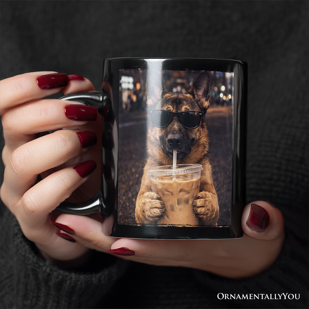 German Shepherd Iced Coffee Mug, Funny Dog Parents Gift