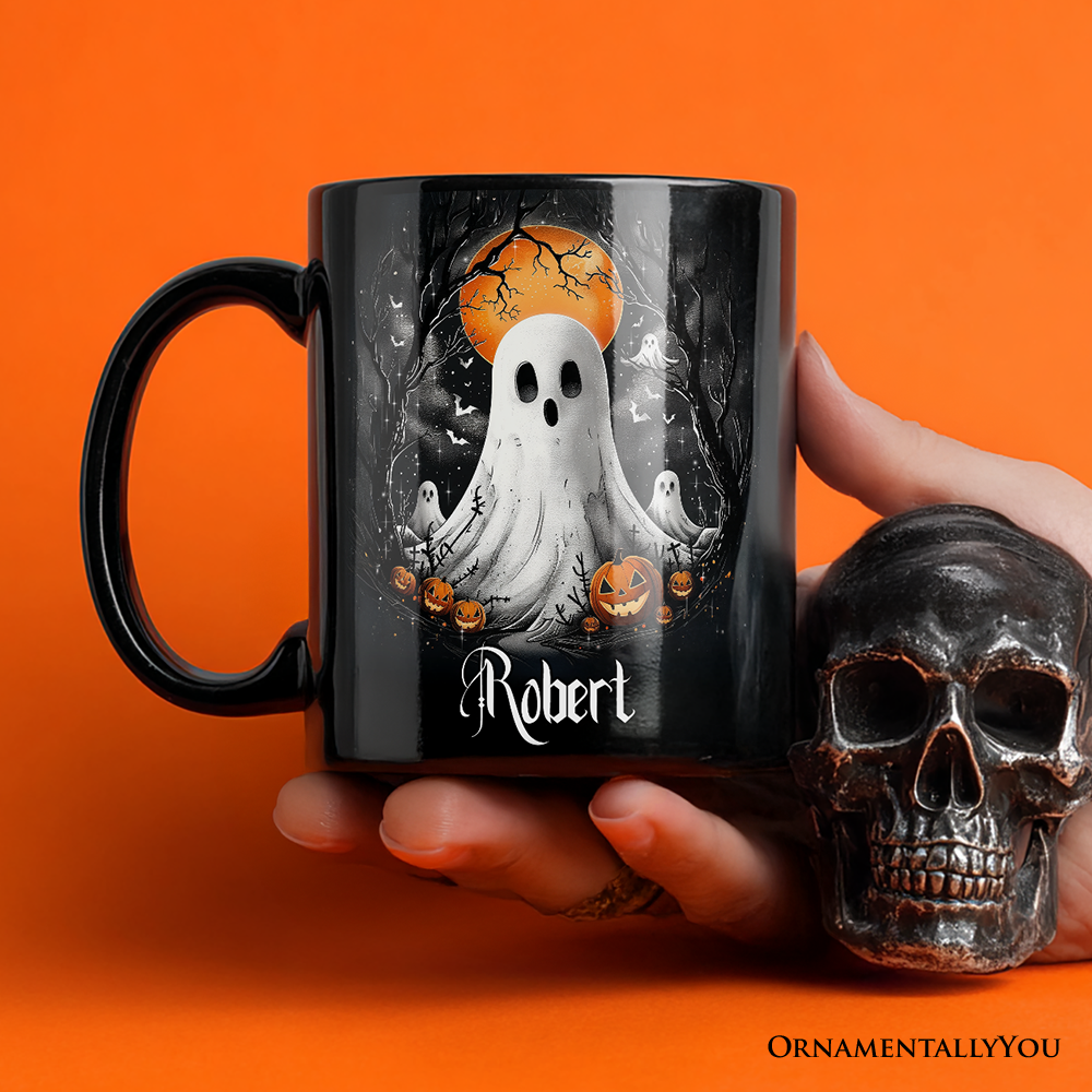 Ghost Night Halloween Personalized Mug, Spooky Horror Gift with Custom Name