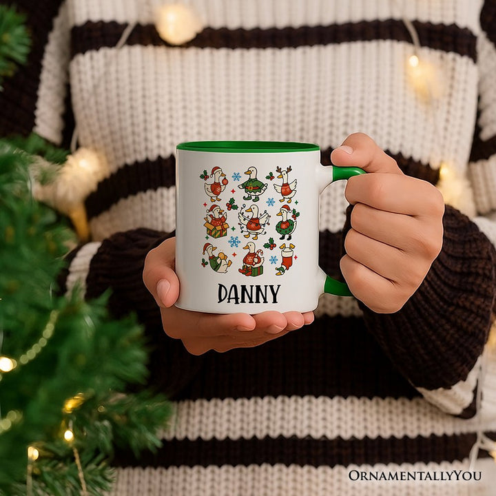 Just a Jolly Goose Christmas Personalized Mug, Holiday Geese Santa Festive Gift with Custom Name Personalized Ceramic Mug OrnamentallyYou 