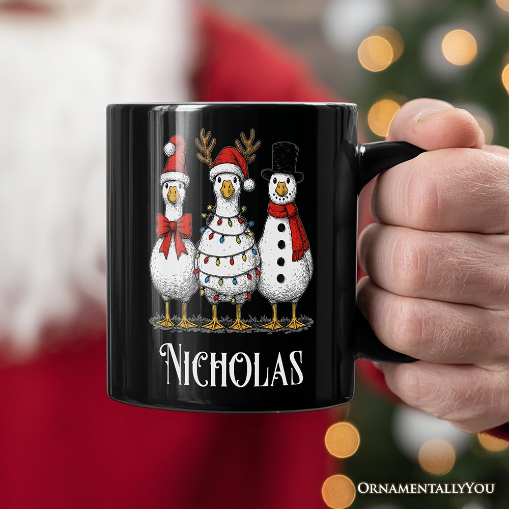 Vintage Christmas Silly Goose Personalized Mug, Snowman Spoof Winter Gift with Custom Name Personalized Ceramic Mug OrnamentallyYou 