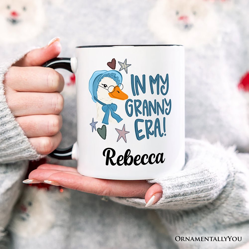 In My Granny Era Goose Personalized Mug, Funny Grandma Doodle Gift with Custom Name Personalized Ceramic Mug OrnamentallyYou 