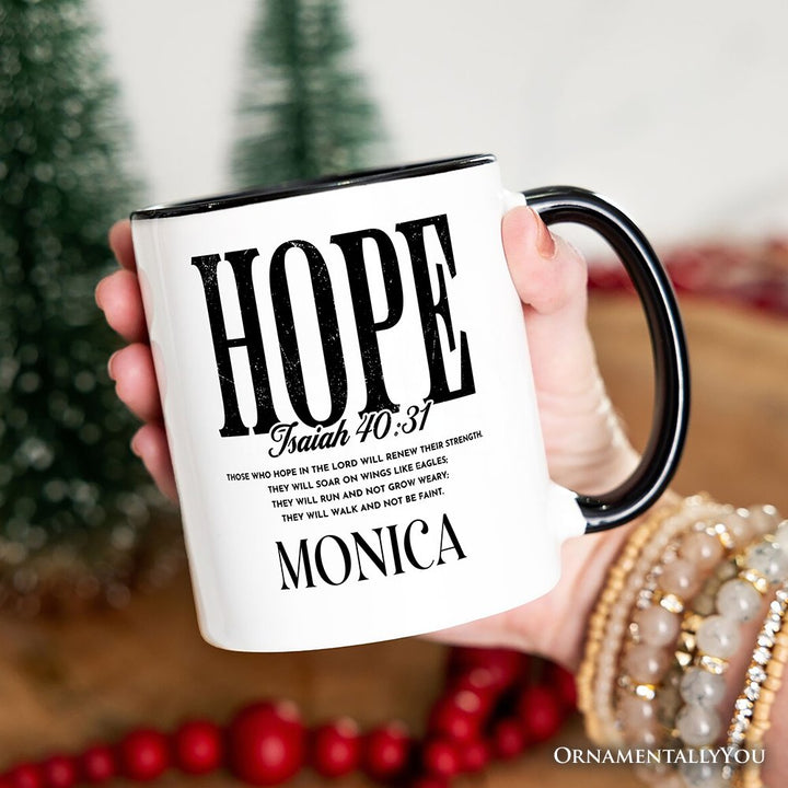 Hope Isaiah 40:31 Christian Personalized Mug, Faith Scripture Encouragement Gift with Custom Name Personalized Ceramic Mug OrnamentallyYou 