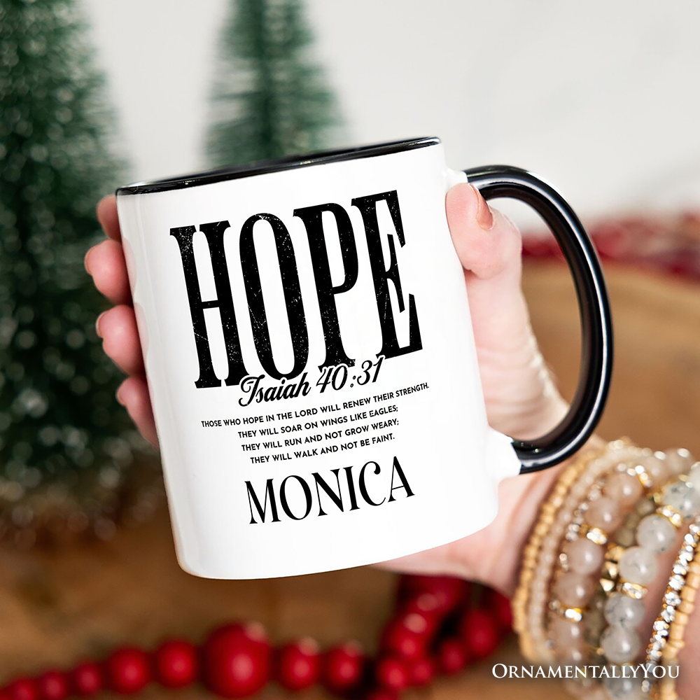 Hope Isaiah 40:31 Christian Personalized Mug, Faith Scripture Encouragement Gift with Custom Name