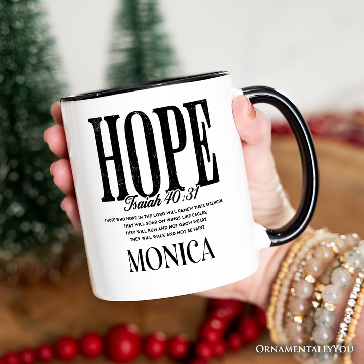 Hope Isaiah 40:31 Christian Personalized Mug, Faith Scripture Encouragement Gift with Custom Name