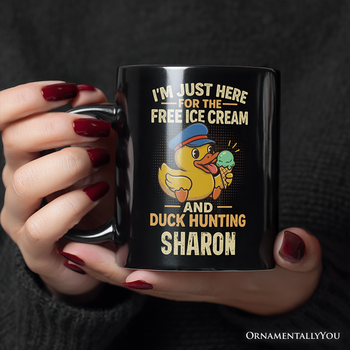 Funny Resin Duck Cruise Personalized Mug, Ice Cream And Duck Hunter Vacation Gift with Custom Name