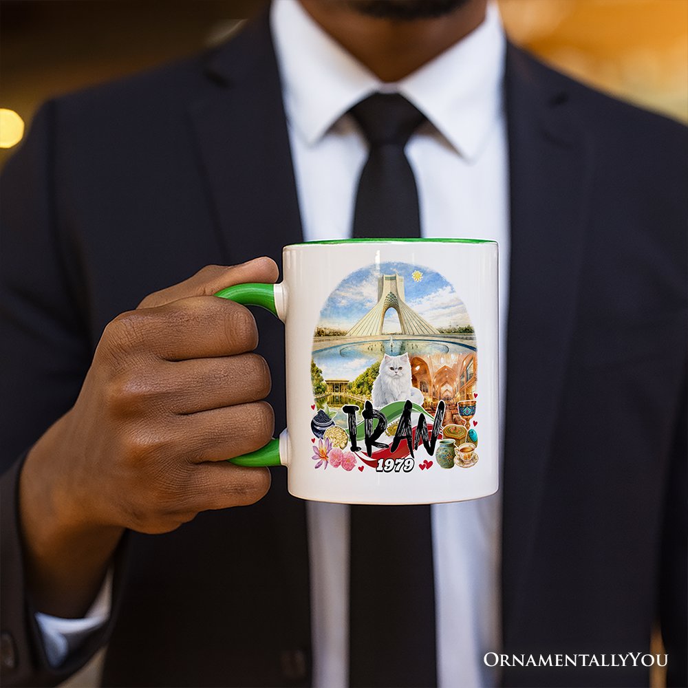 Artistic Iran Landmarks Christmas Mug, Persian Culture Gift and Travel Gift Souvenir Personalized Ceramic Mug OrnamentallyYou 
